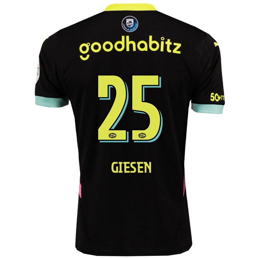 Kinder Fußball Suzanne Giesen #25 Schwarz Gelb Auswärtstrikot Trikot 2024/25 T-Shirt Luxemburg