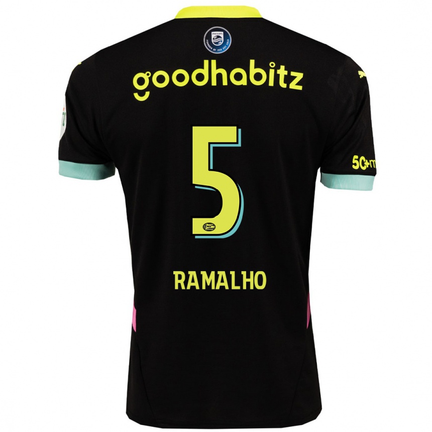 Kinder Fußball André Ramalho #5 Schwarz Gelb Auswärtstrikot Trikot 2024/25 T-Shirt Luxemburg