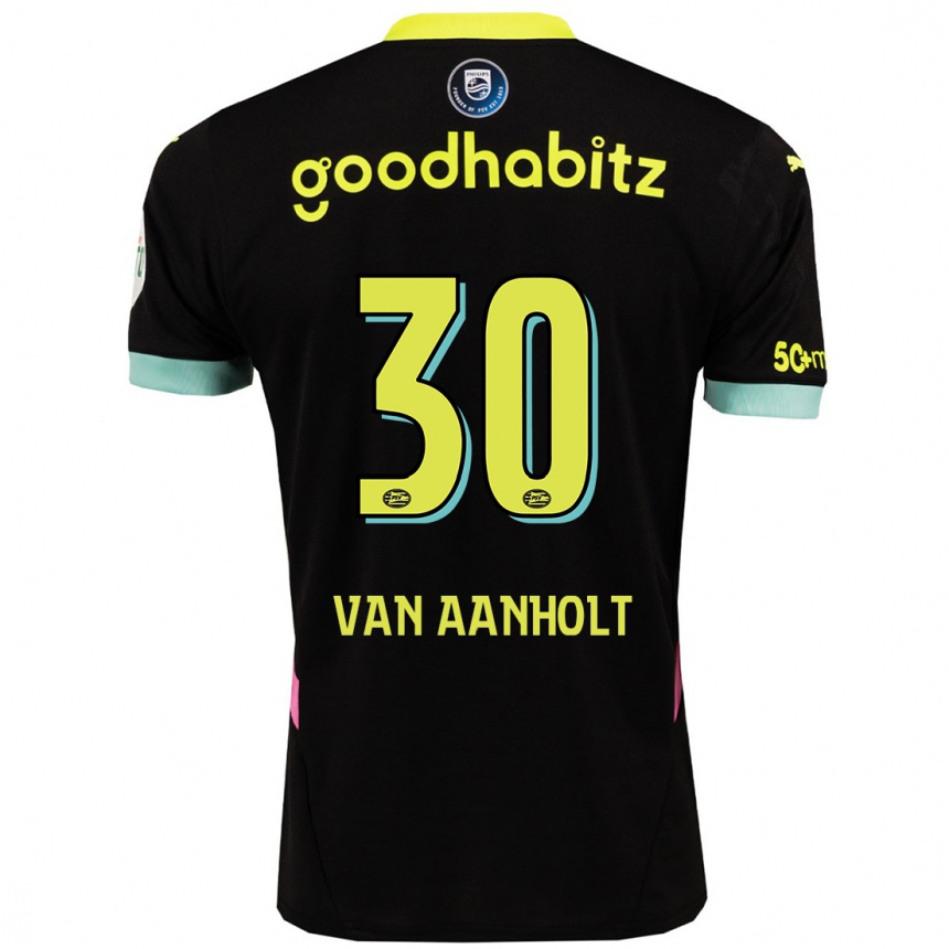 Kinder Fußball Patrick Van Aanholt #30 Schwarz Gelb Auswärtstrikot Trikot 2024/25 T-Shirt Luxemburg