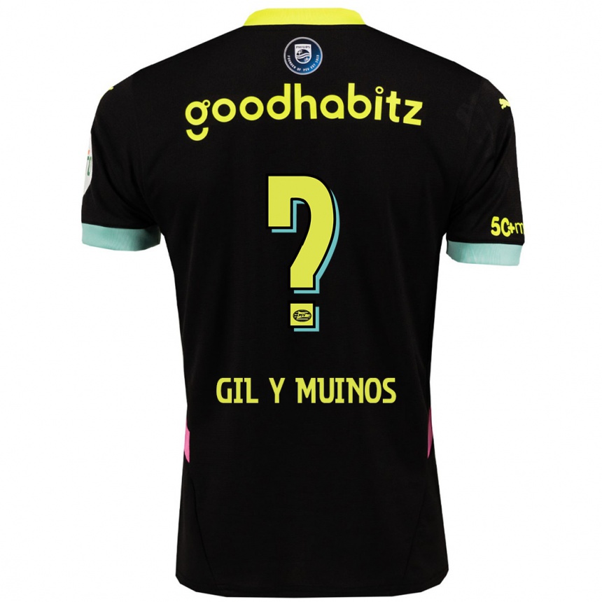 Kinder Fußball Yaël Gil Y Muiños #0 Schwarz Gelb Auswärtstrikot Trikot 2024/25 T-Shirt Luxemburg