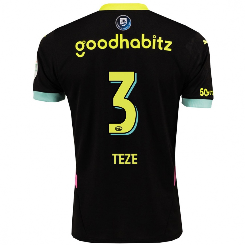 Kinder Fußball Jordan Teze #3 Schwarz Gelb Auswärtstrikot Trikot 2024/25 T-Shirt Luxemburg