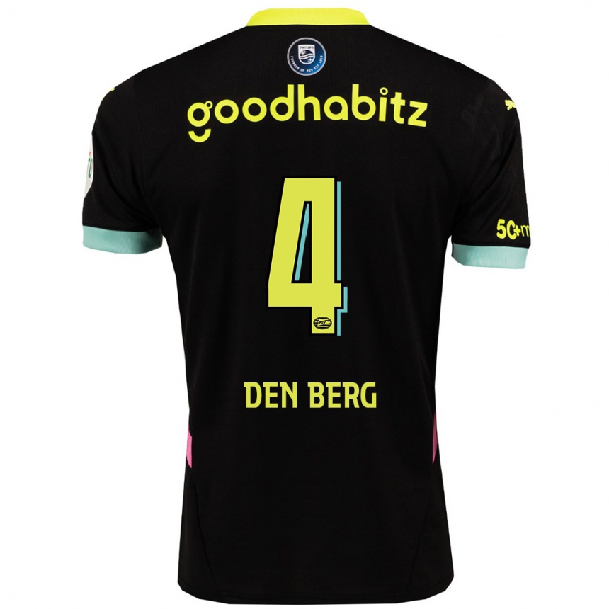 Kinder Fußball Mandy Van Den Berg #4 Schwarz Gelb Auswärtstrikot Trikot 2024/25 T-Shirt Luxemburg