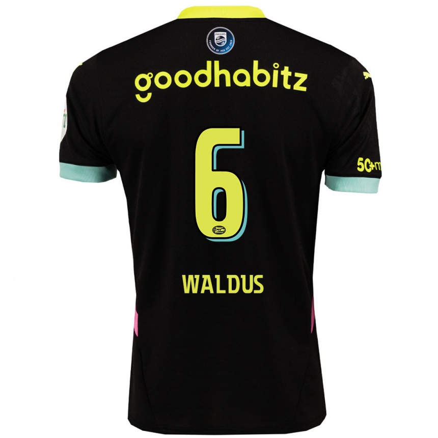 Kinder Fußball Maruschka Waldus #6 Schwarz Gelb Auswärtstrikot Trikot 2024/25 T-Shirt Luxemburg