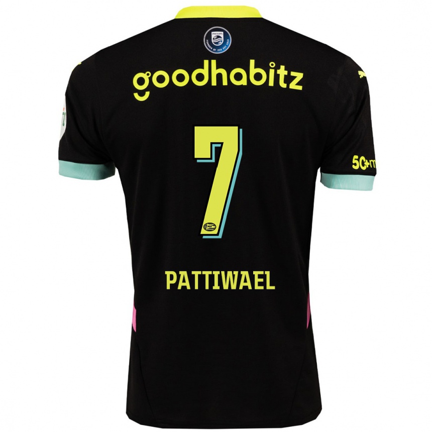 Kinder Fußball Naomi Pattiwael #7 Schwarz Gelb Auswärtstrikot Trikot 2024/25 T-Shirt Luxemburg