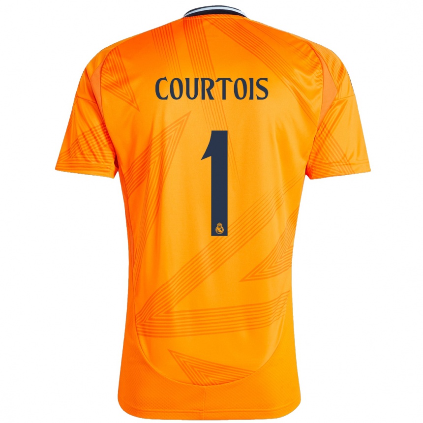 Kinder Fußball Thibaut Courtois #1 Orange Auswärtstrikot Trikot 2024/25 T-Shirt Luxemburg