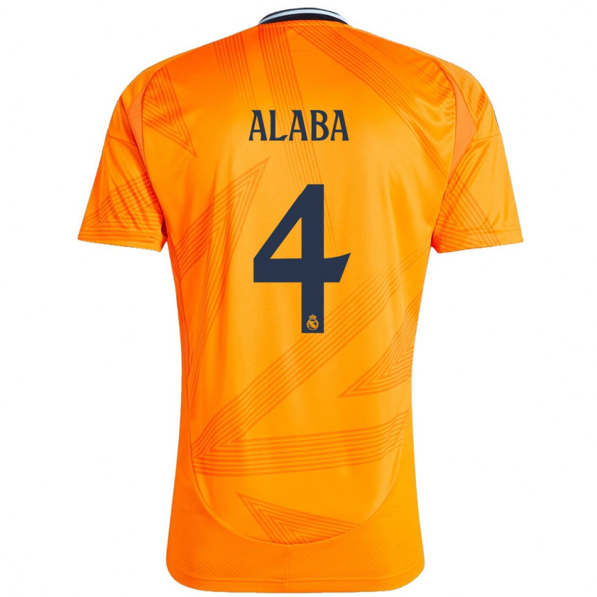 Kinder Fußball David Alaba #4 Orange Auswärtstrikot Trikot 2024/25 T-Shirt Luxemburg