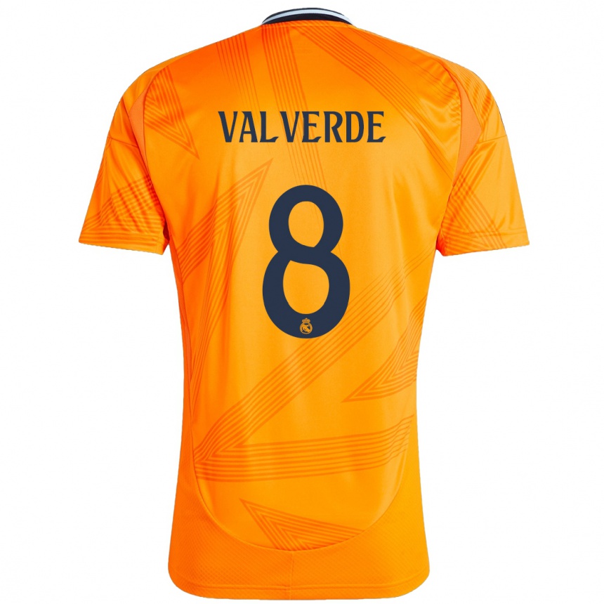 Kinder Fußball Federico Valverde #8 Orange Auswärtstrikot Trikot 2024/25 T-Shirt Luxemburg