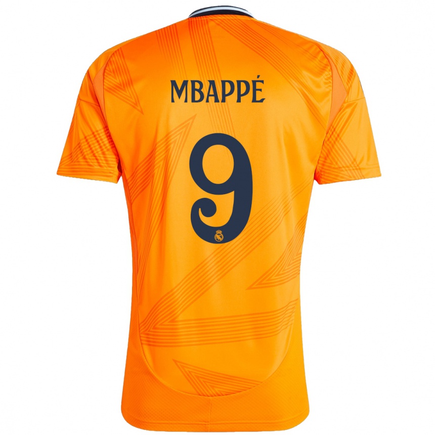 Kinder Fußball Kylian Mbappe #9 Orange Auswärtstrikot Trikot 2024/25 T-Shirt Luxemburg