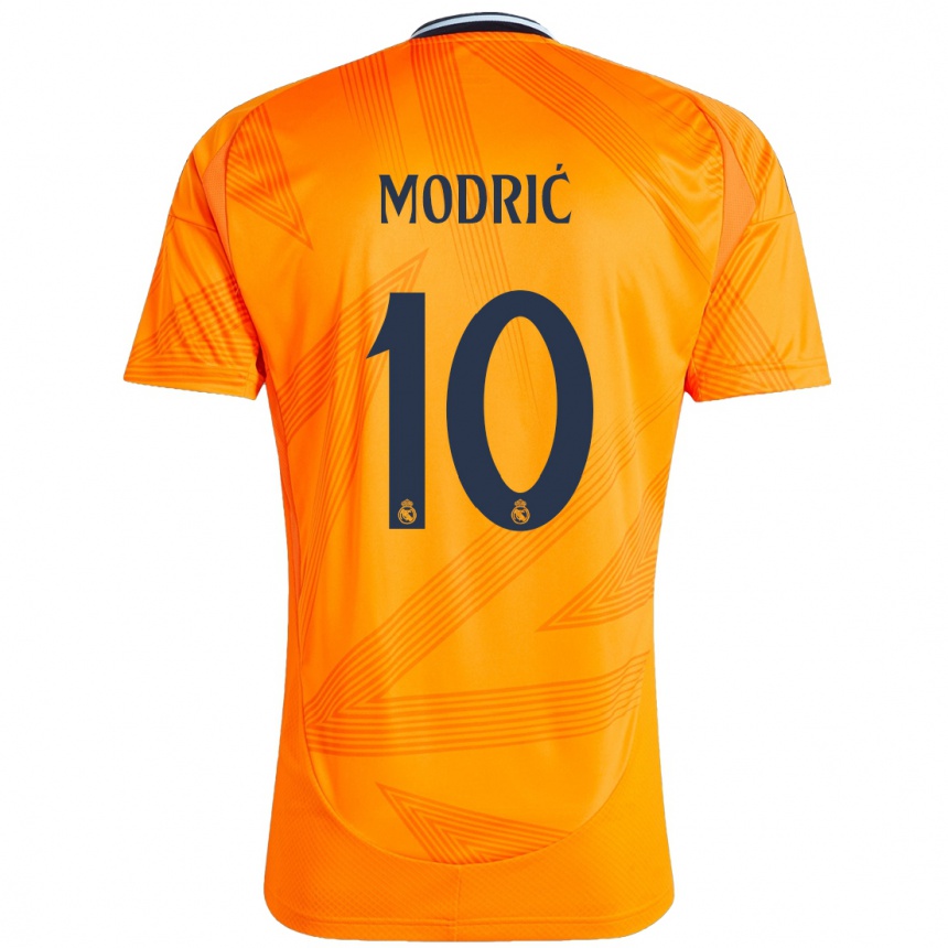 Kinder Fußball Luka Modric #10 Orange Auswärtstrikot Trikot 2024/25 T-Shirt Luxemburg