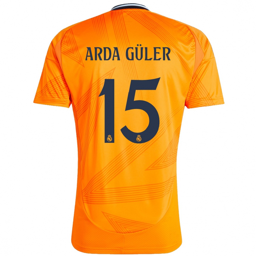 Kinder Fußball Arda Güler #15 Orange Auswärtstrikot Trikot 2024/25 T-Shirt Luxemburg