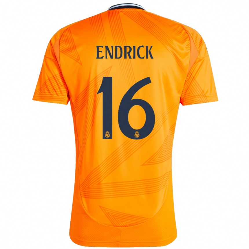 Kinder Fußball Endrick #16 Orange Auswärtstrikot Trikot 2024/25 T-Shirt Luxemburg