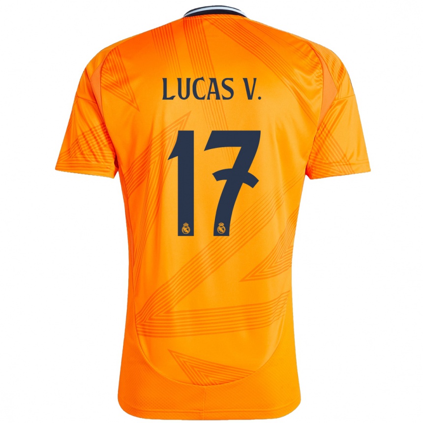 Kinder Fußball Lucas Vazquez #17 Orange Auswärtstrikot Trikot 2024/25 T-Shirt Luxemburg