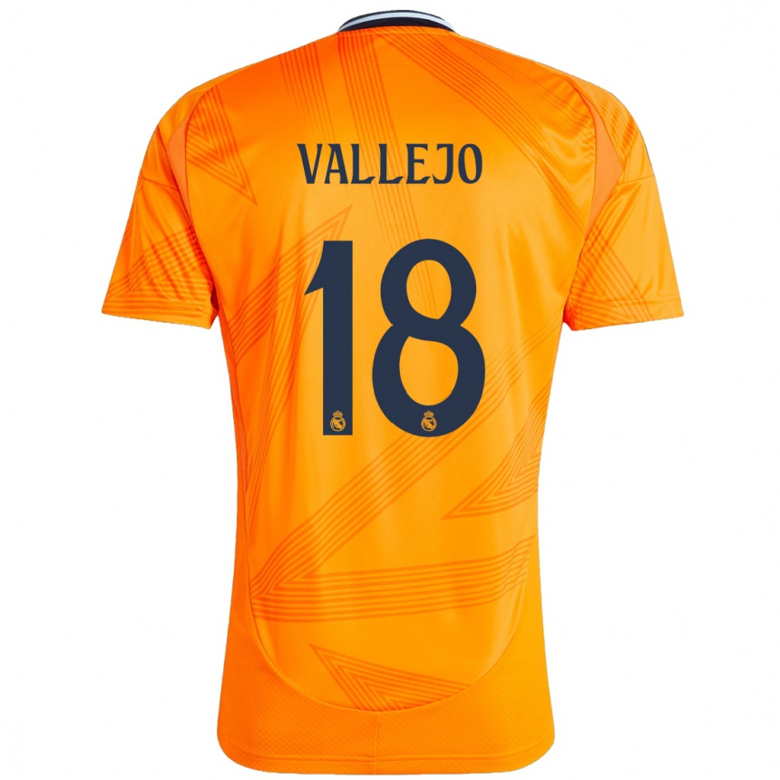 Kinder Fußball Jesus Vallejo #18 Orange Auswärtstrikot Trikot 2024/25 T-Shirt Luxemburg