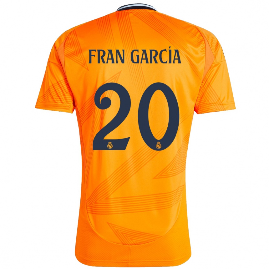 Kinder Fußball Fran García #20 Orange Auswärtstrikot Trikot 2024/25 T-Shirt Luxemburg