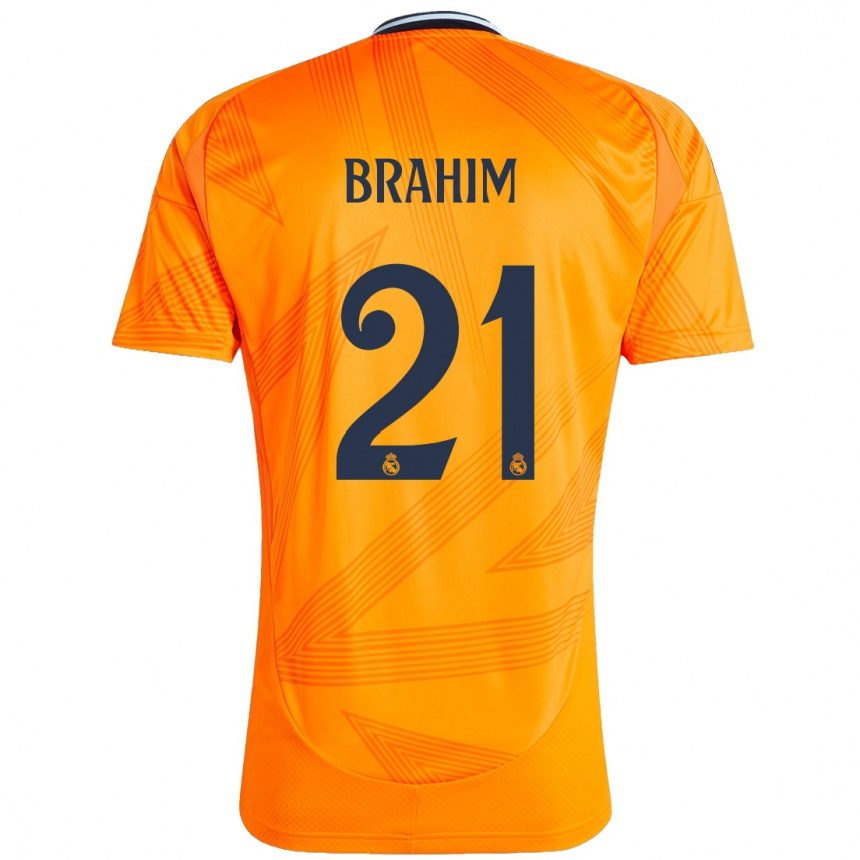 Kinder Fußball Brahim Diaz #21 Orange Auswärtstrikot Trikot 2024/25 T-Shirt Luxemburg