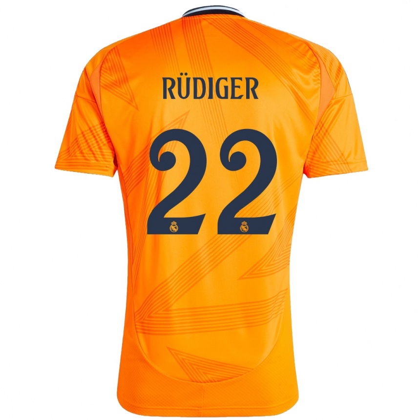 Kinder Fußball Antonio Rüdiger #22 Orange Auswärtstrikot Trikot 2024/25 T-Shirt Luxemburg