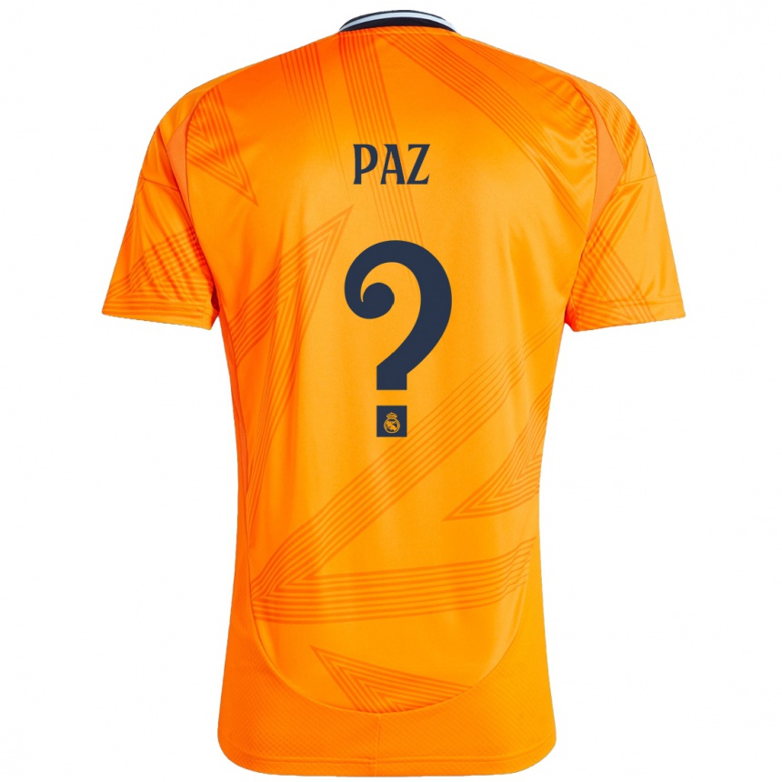 Kinder Fußball Nico Paz #0 Orange Auswärtstrikot Trikot 2024/25 T-Shirt Luxemburg