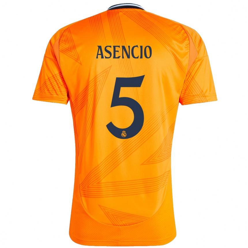 Kinder Fußball Raul Asencio #5 Orange Auswärtstrikot Trikot 2024/25 T-Shirt Luxemburg