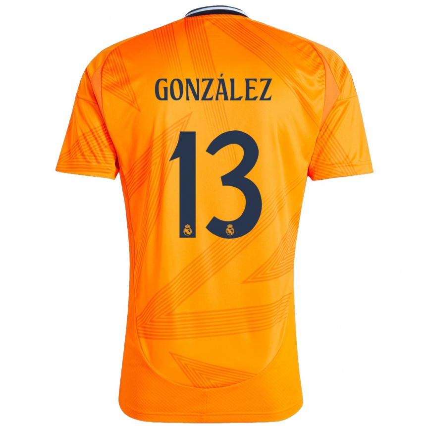 Kinder Fußball Fran González #13 Orange Auswärtstrikot Trikot 2024/25 T-Shirt Luxemburg