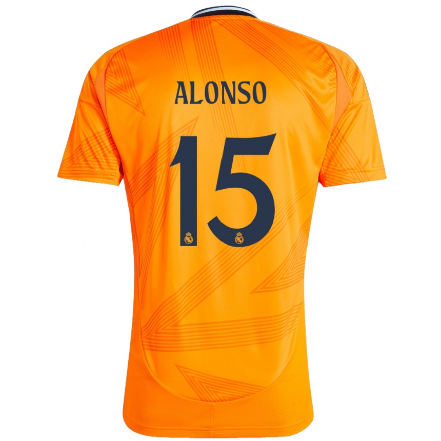 Kinder Fußball Borja Alonso #15 Orange Auswärtstrikot Trikot 2024/25 T-Shirt Luxemburg