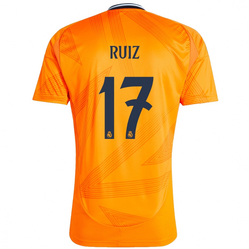 Kinder Fußball David Ruiz #17 Orange Auswärtstrikot Trikot 2024/25 T-Shirt Luxemburg