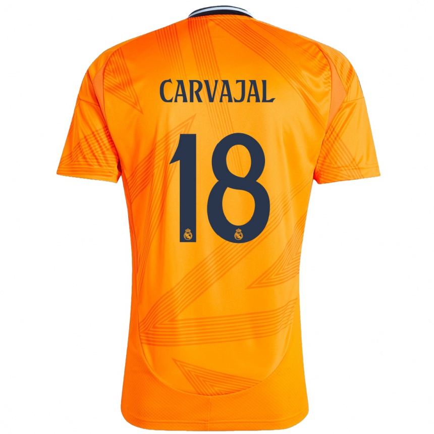 Kinder Fußball Angel Carvajal #18 Orange Auswärtstrikot Trikot 2024/25 T-Shirt Luxemburg