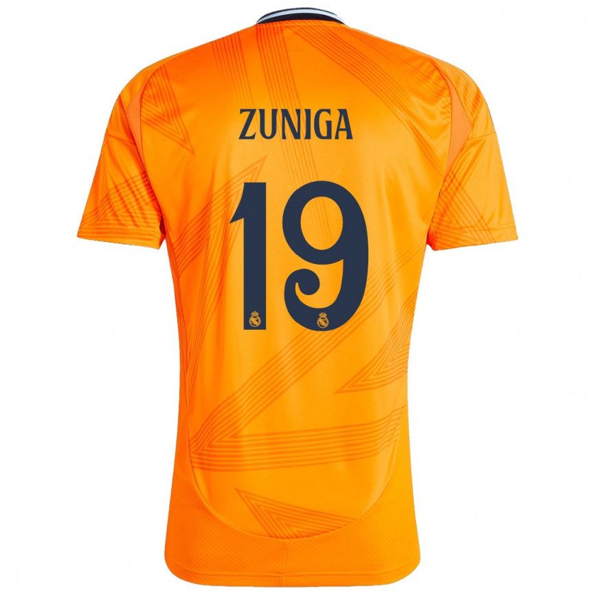 Kinder Fußball Loren Zúñiga #19 Orange Auswärtstrikot Trikot 2024/25 T-Shirt Luxemburg