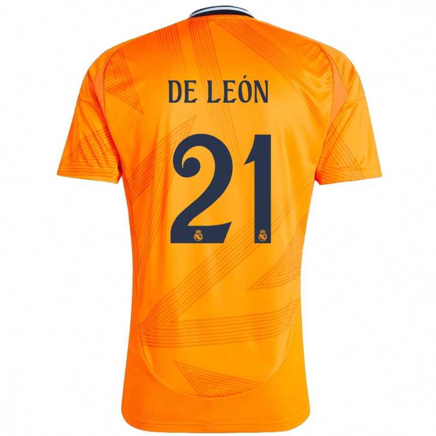 Kinder Fußball Jeremy De León #21 Orange Auswärtstrikot Trikot 2024/25 T-Shirt Luxemburg