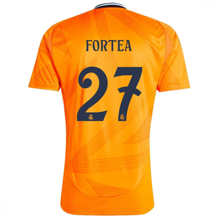 Kinder Fußball Jesús Fortea #27 Orange Auswärtstrikot Trikot 2024/25 T-Shirt Luxemburg