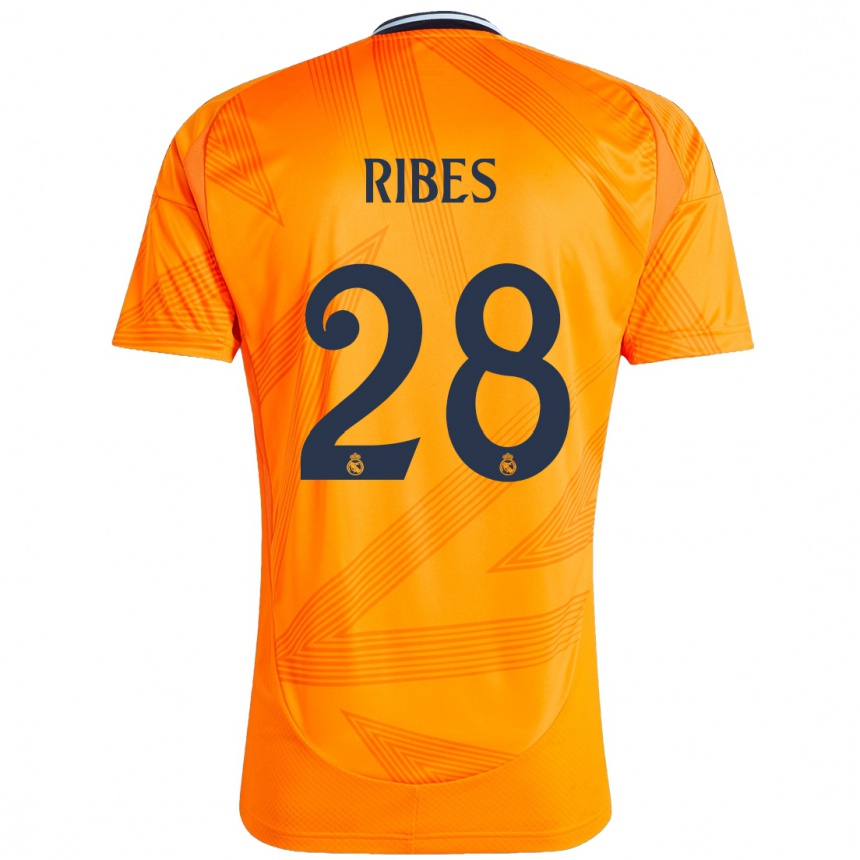 Kinder Fußball Kike Ribes #28 Orange Auswärtstrikot Trikot 2024/25 T-Shirt Luxemburg