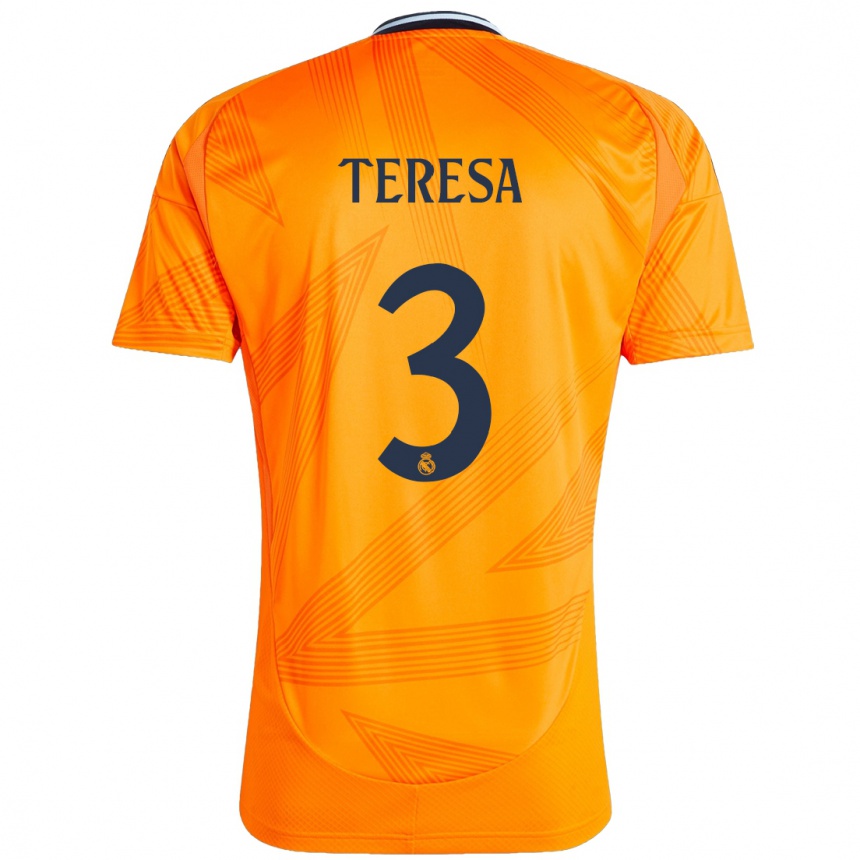 Kinder Fußball Teresa Abelleira #3 Orange Auswärtstrikot Trikot 2024/25 T-Shirt Luxemburg