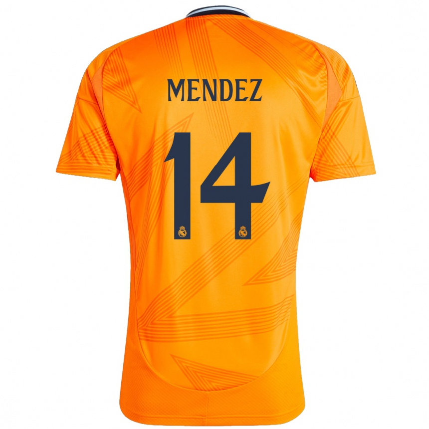 Kinder Fußball María Méndez #14 Orange Auswärtstrikot Trikot 2024/25 T-Shirt Luxemburg