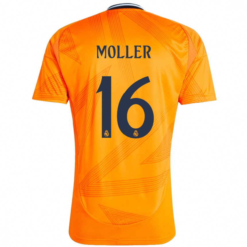 Kinder Fußball Caroline Moller #16 Orange Auswärtstrikot Trikot 2024/25 T-Shirt Luxemburg