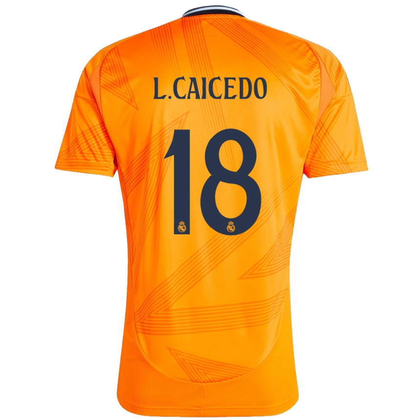 Kinder Fußball Linda Caicedo #18 Orange Auswärtstrikot Trikot 2024/25 T-Shirt Luxemburg