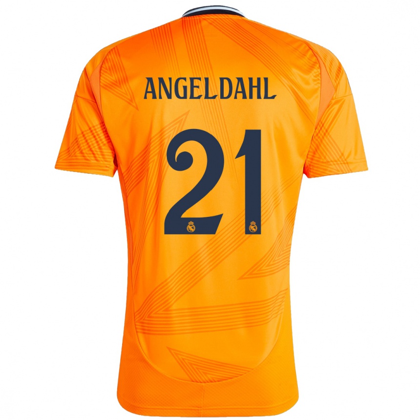 Kinder Fußball Filippa Angeldahl #21 Orange Auswärtstrikot Trikot 2024/25 T-Shirt Luxemburg