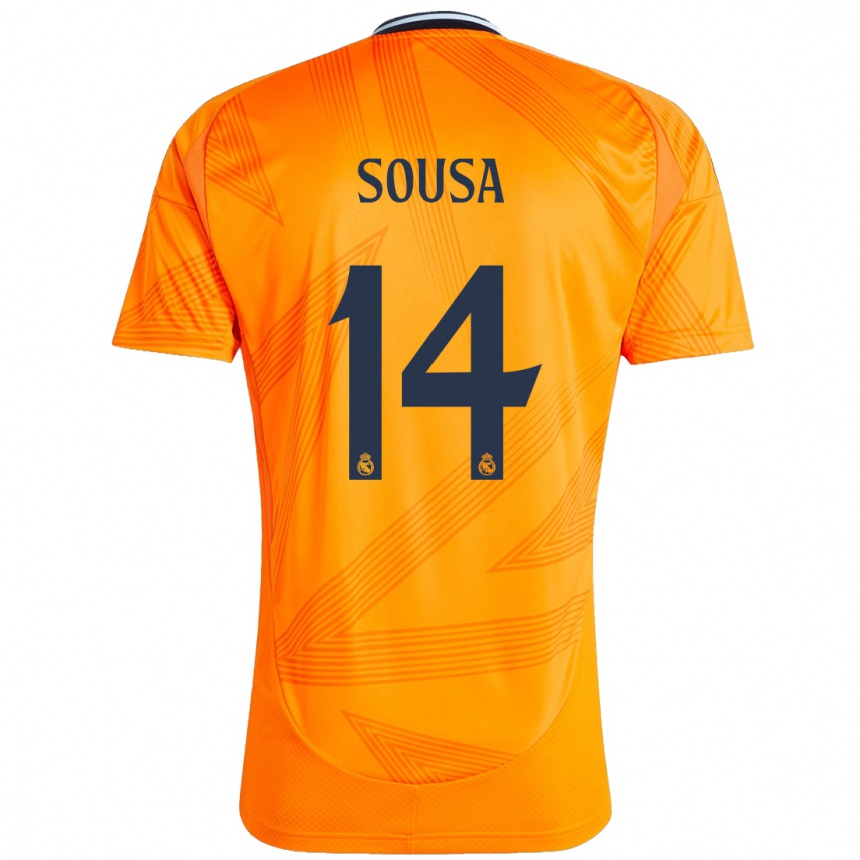 Kinder Fußball Kathellen Sousa #14 Orange Auswärtstrikot Trikot 2024/25 T-Shirt Luxemburg