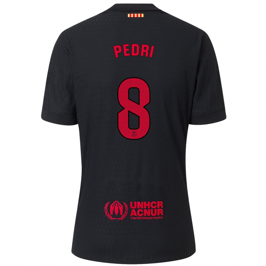 Kinder Fußball Pedri #8 Schwarz Rot Auswärtstrikot Trikot 2024/25 T-Shirt Luxemburg