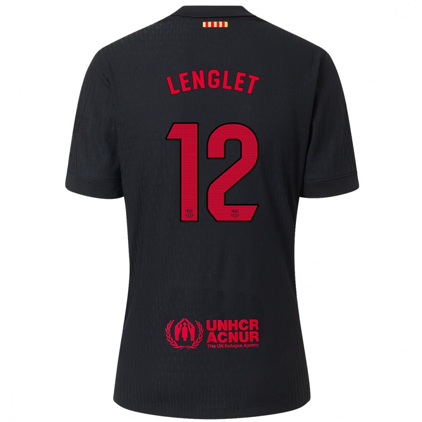 Kinder Fußball Clement Lenglet #12 Schwarz Rot Auswärtstrikot Trikot 2024/25 T-Shirt Luxemburg