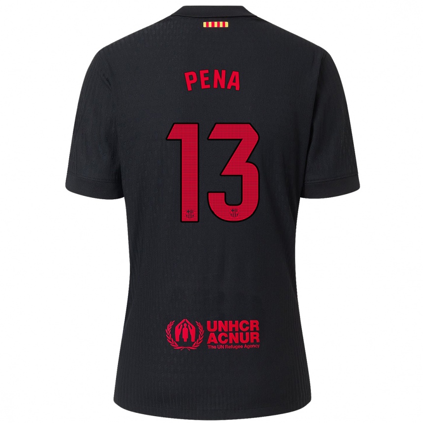 Kinder Fußball Inaki Pena #13 Schwarz Rot Auswärtstrikot Trikot 2024/25 T-Shirt Luxemburg