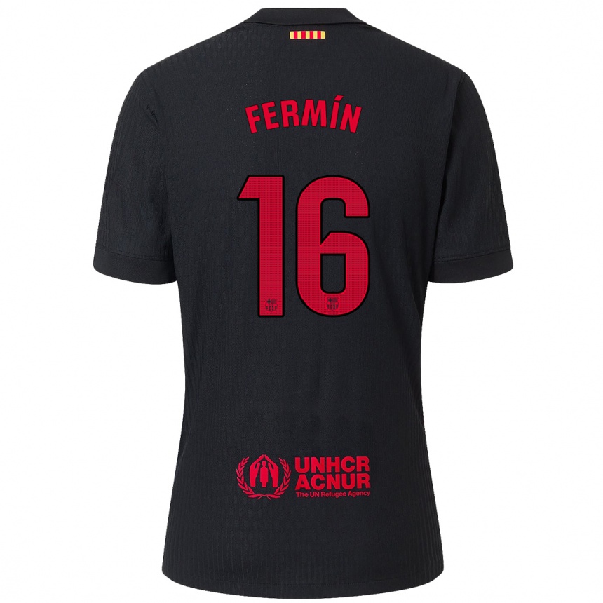 Kinder Fußball Fermin Lopez #16 Schwarz Rot Auswärtstrikot Trikot 2024/25 T-Shirt Luxemburg