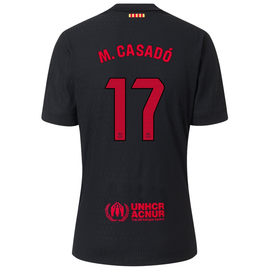 Kinder Fußball Marc Casado #17 Schwarz Rot Auswärtstrikot Trikot 2024/25 T-Shirt Luxemburg