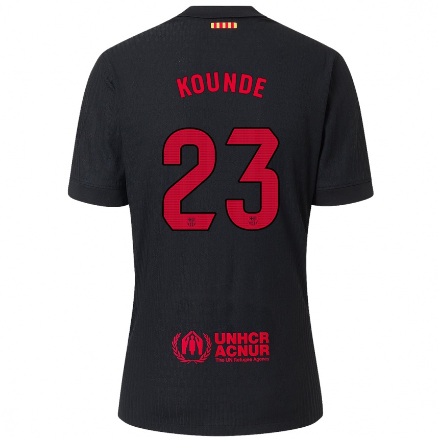 Kinder Fußball Jules Kounde #23 Schwarz Rot Auswärtstrikot Trikot 2024/25 T-Shirt Luxemburg