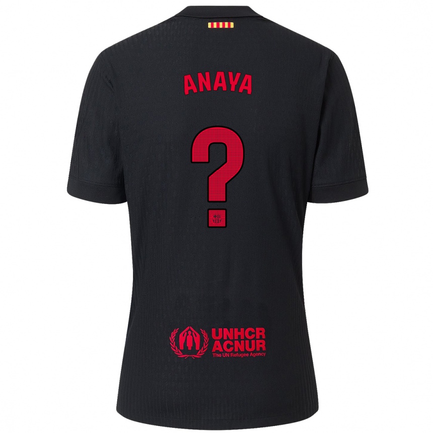 Kinder Fußball Joan Anaya #0 Schwarz Rot Auswärtstrikot Trikot 2024/25 T-Shirt Luxemburg