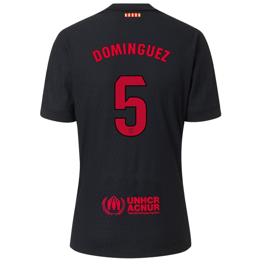 Kinder Fußball Sergi Dominguez #5 Schwarz Rot Auswärtstrikot Trikot 2024/25 T-Shirt Luxemburg