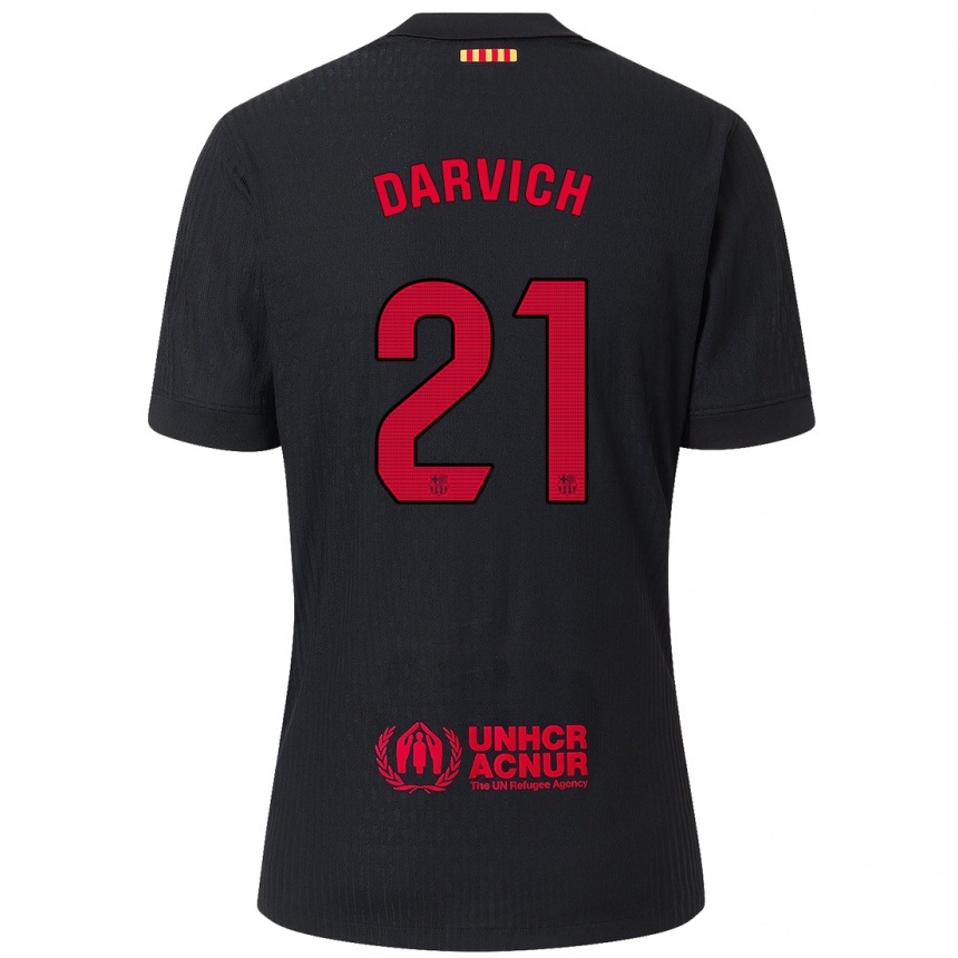 Kinder Fußball Noah Darvich #21 Schwarz Rot Auswärtstrikot Trikot 2024/25 T-Shirt Luxemburg