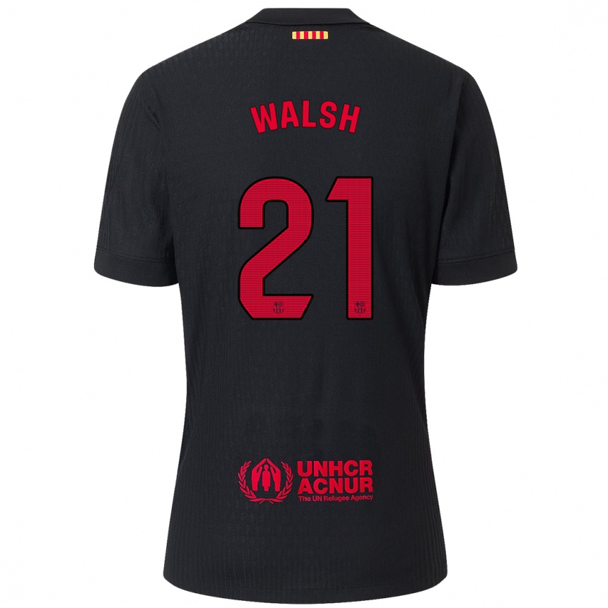 Kinder Fußball Keira Walsh #21 Schwarz Rot Auswärtstrikot Trikot 2024/25 T-Shirt Luxemburg