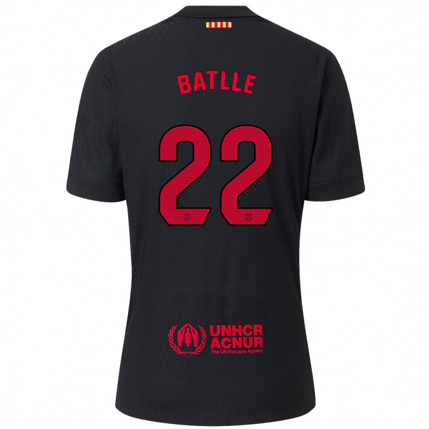 Kinder Fußball Ona Batlle #22 Schwarz Rot Auswärtstrikot Trikot 2024/25 T-Shirt Luxemburg