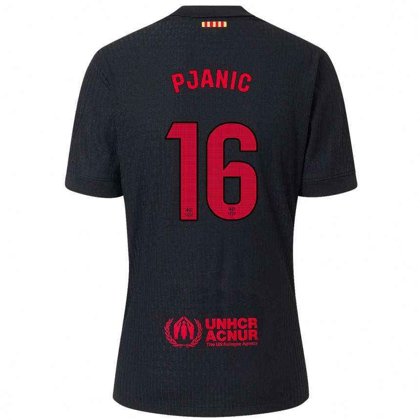 Kinder Fußball Miralem Pjanic #16 Schwarz Rot Auswärtstrikot Trikot 2024/25 T-Shirt Luxemburg