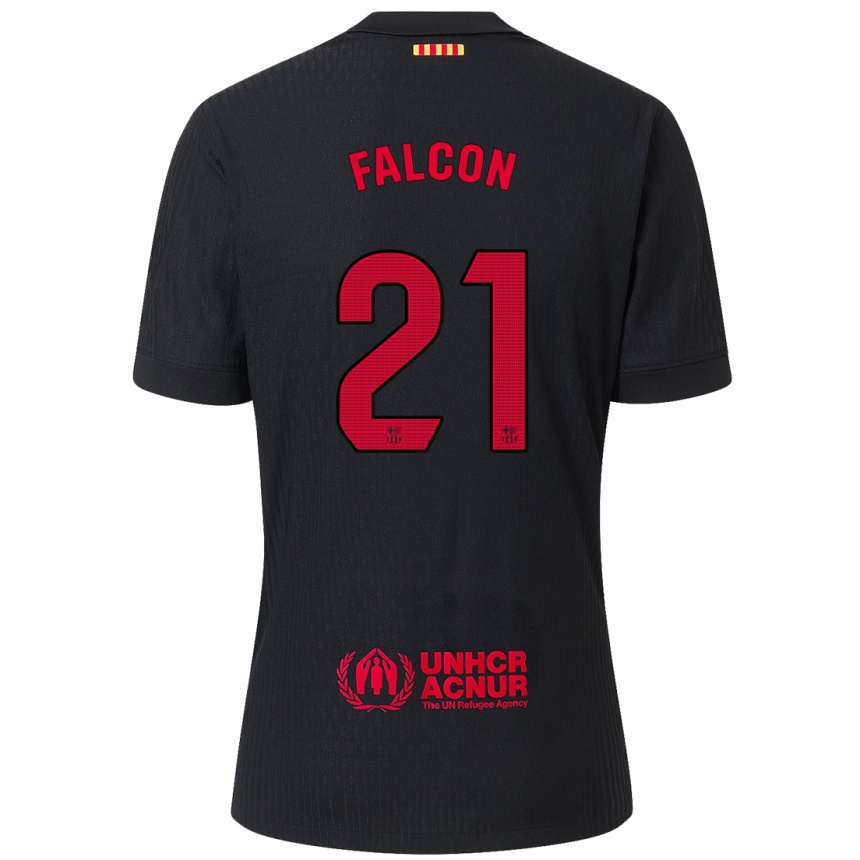 Kinder Fußball Andrea Falcon #21 Schwarz Rot Auswärtstrikot Trikot 2024/25 T-Shirt Luxemburg