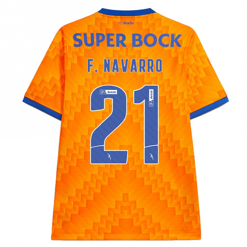 Kinder Fußball Fran Navarro #21 Orange Auswärtstrikot Trikot 2024/25 T-Shirt Luxemburg